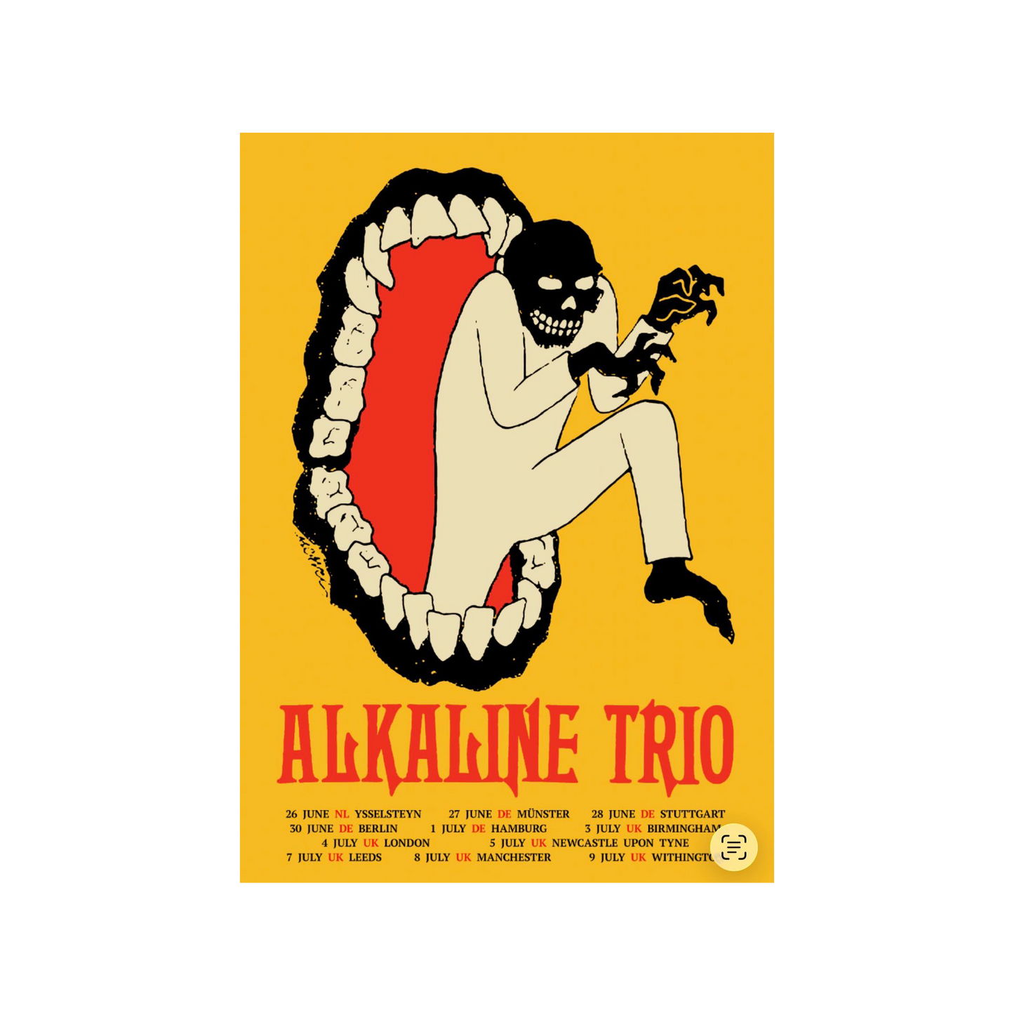 Alkaline Trio (Mouthcreep EU/UK Tour 2026) Screenprinted Poster